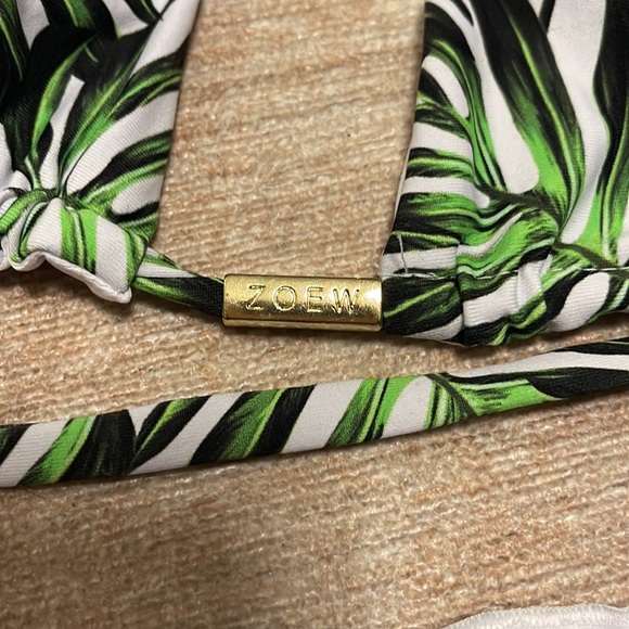 Zoew White Thong Bottom and Triangular Top Tropical Palm Print. Never worn! - Picture 5 of 14